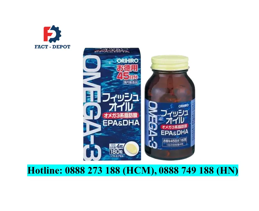 Viên uống dầu cá omega-3 hỗ trợ tim mạch Orihiro 180 viên